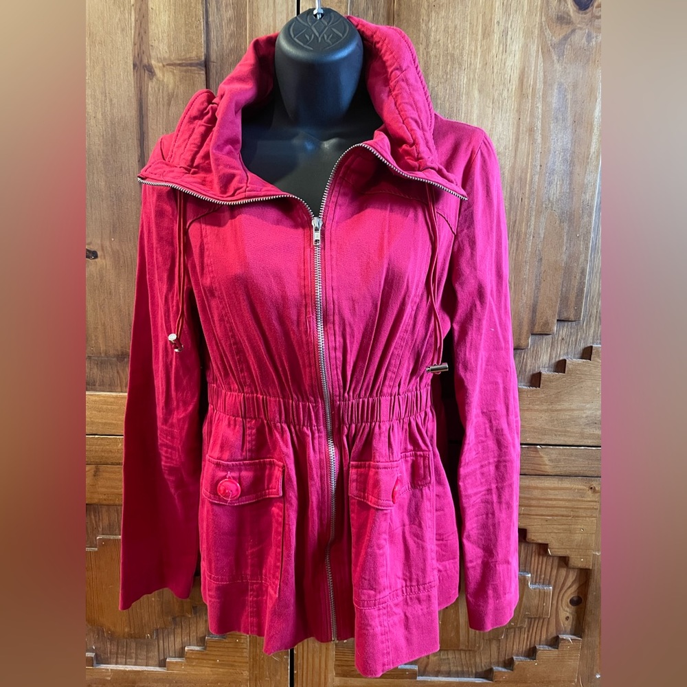 Free People Red Zip Collared Jacket